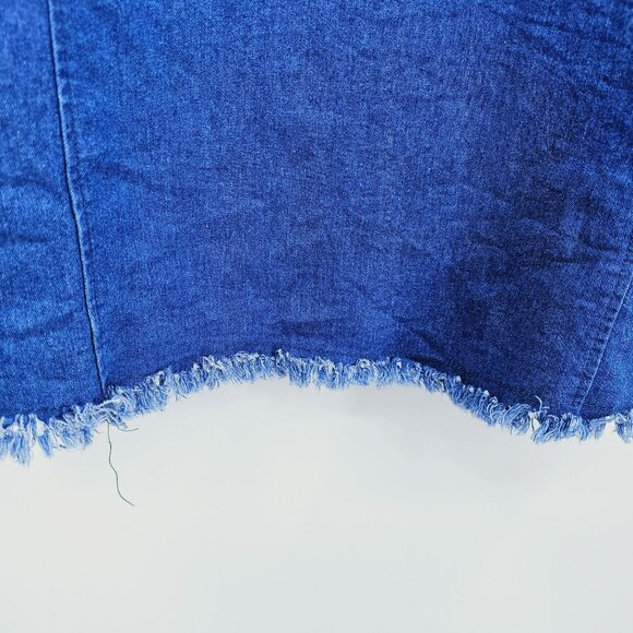 Hayden Los Angeles Dress M Blue Jean Denim Overall Knot Cotton Fringe Hem Boho - Picture 5 of 10